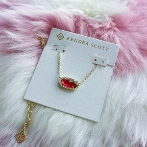 Kendra Scott Gold Elisa Red Glass Necklace